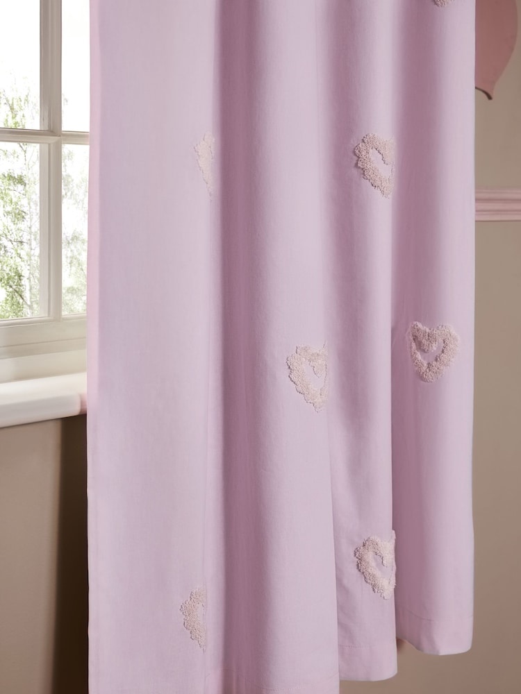 Pink Tufted Heart Eyelet Blackout Curtains - Image 3 of 7