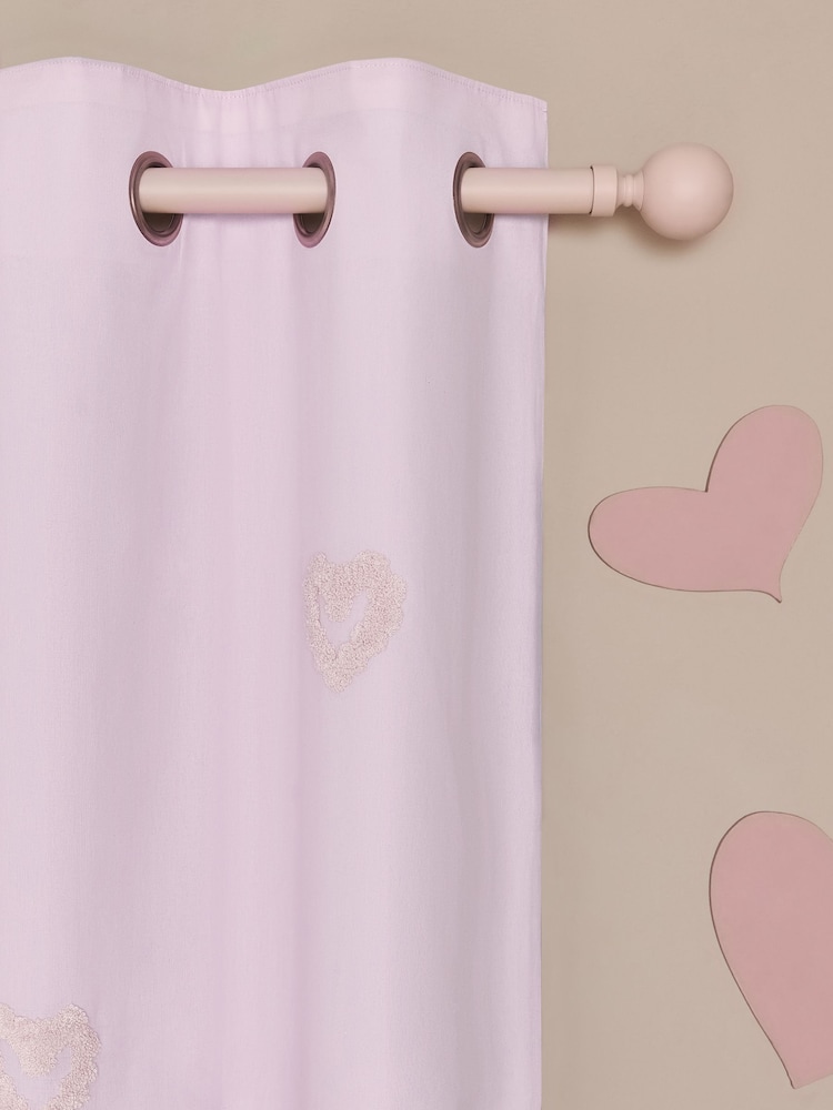 Pink Tufted Heart Eyelet Blackout Curtains - Image 4 of 7
