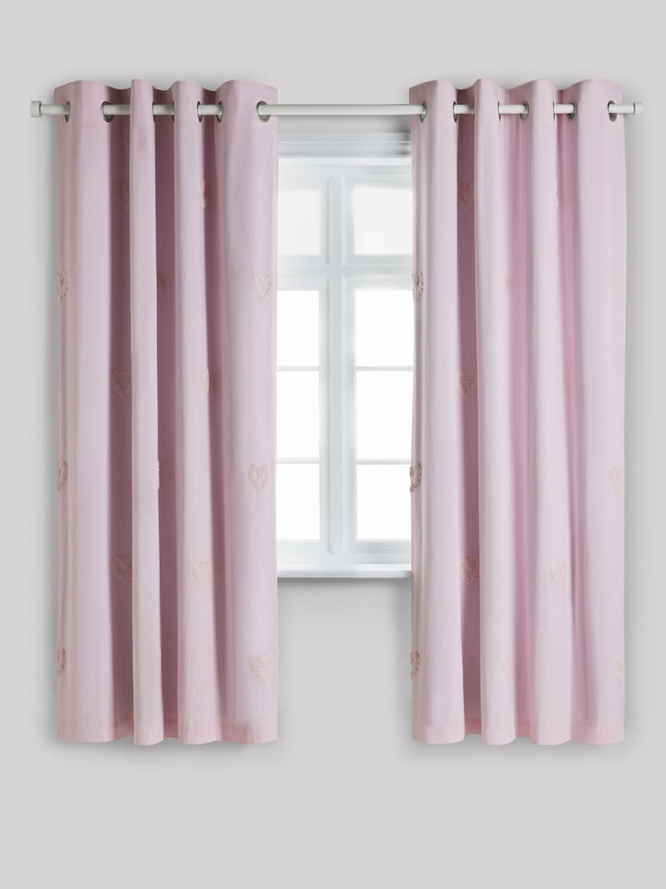 Pink Tufted Heart Eyelet Blackout Curtains - Image 5 of 7