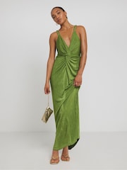 Simply Be Green Slinky Knot Detail Dress - Image 1 of 4