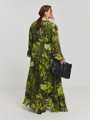 Simply Be Green Georgette Maxi Dress With Split - Image 2 of 4