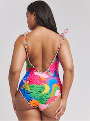 Simply Be Blue Culture Clash Reversible Swimsuit - Image 3 of 4