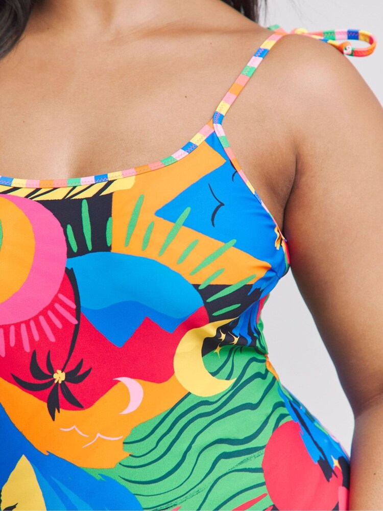 Simply Be Blue Culture Clash Reversible Swimsuit - Image 4 of 4 Simply Be Blue Culture Clash Reversible Swimsuit - Image 4 of 4