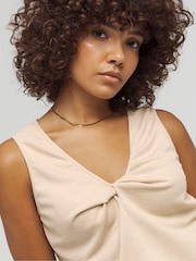Simply Be Cream Knot Front V-Neck Cami - Image 4 of 4