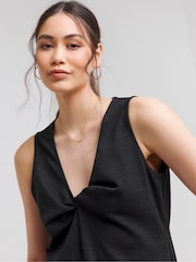 Simply Be Black Knot Front V-Neck Cami - Image 4 of 4