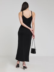 Simply Be Black Slinky Knot Detail Dress - Image 2 of 5