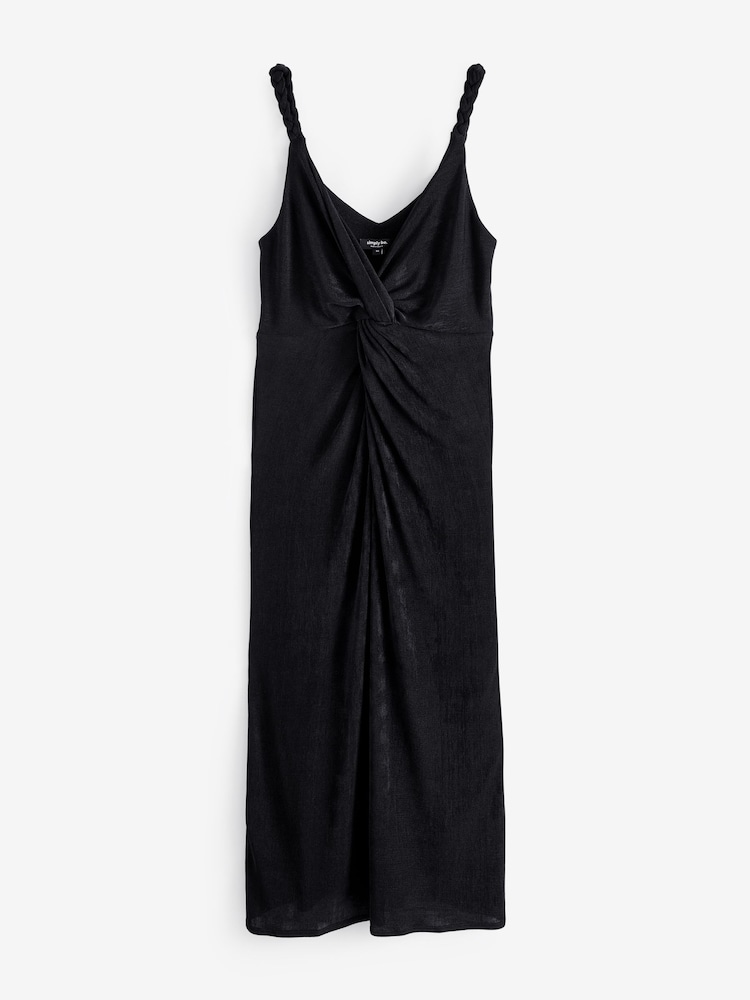 Simply Be Black Slinky Knot Detail Dress - Image 5 of 5