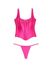 Victoria's Secret Forever Pink Archive Satin Corset and Knicker Set - Image 3 of 3