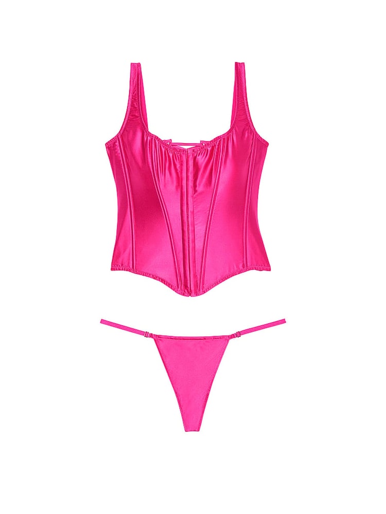 Victoria's Secret Forever Pink Archive Satin Corset and Knicker Set - Image 3 of 3