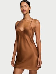 Victoria's Secret Caramel Brown Satin Open Back Slip - Image 1 of 3