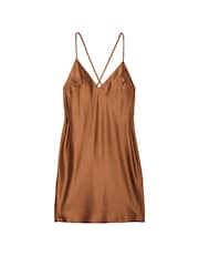 Victoria's Secret Caramel Brown Satin Open Back Slip - Image 3 of 3