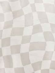 Natural Grey Checkerboard Eyelet Blackout Curtains - Image 5 of 5