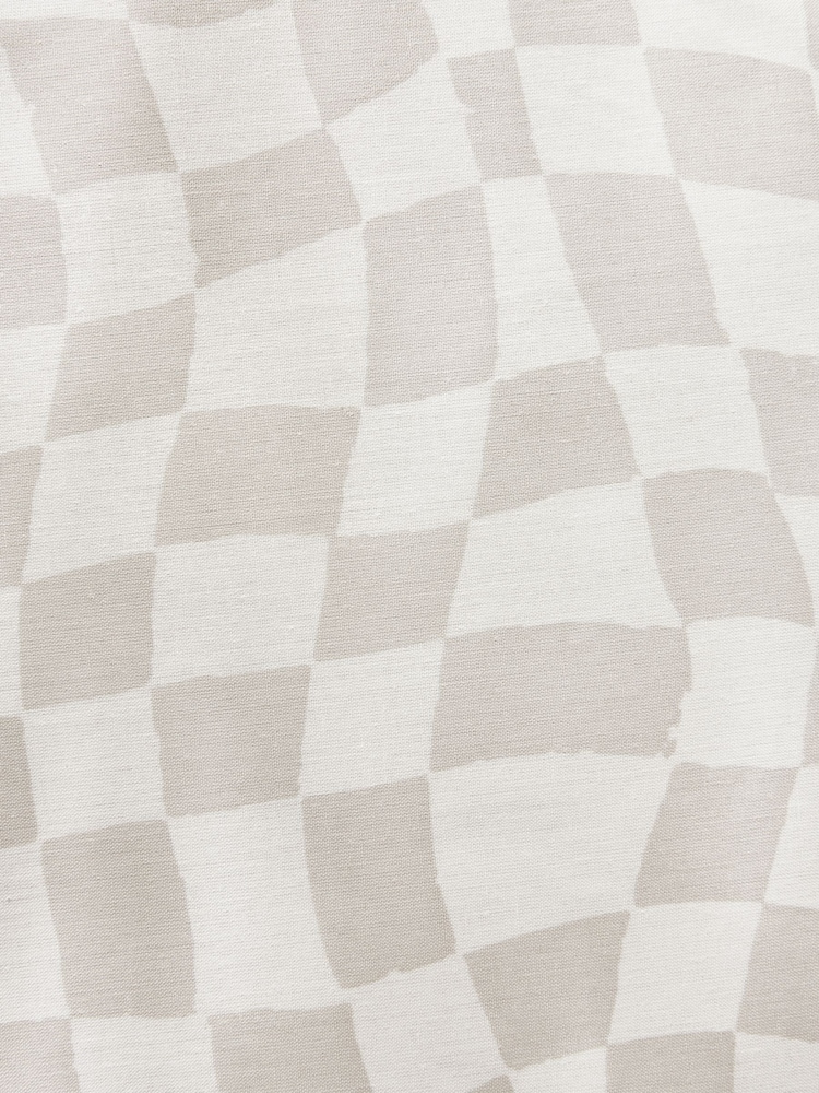 Natural Grey Checkerboard Eyelet Blackout Curtains - Image 5 of 5