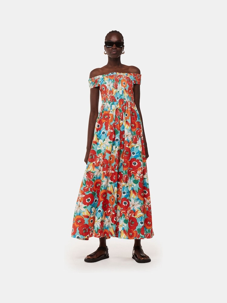 Whistles Natural Blossom Tulips Bardot 100% Cotton Dress - Image 1 of 5