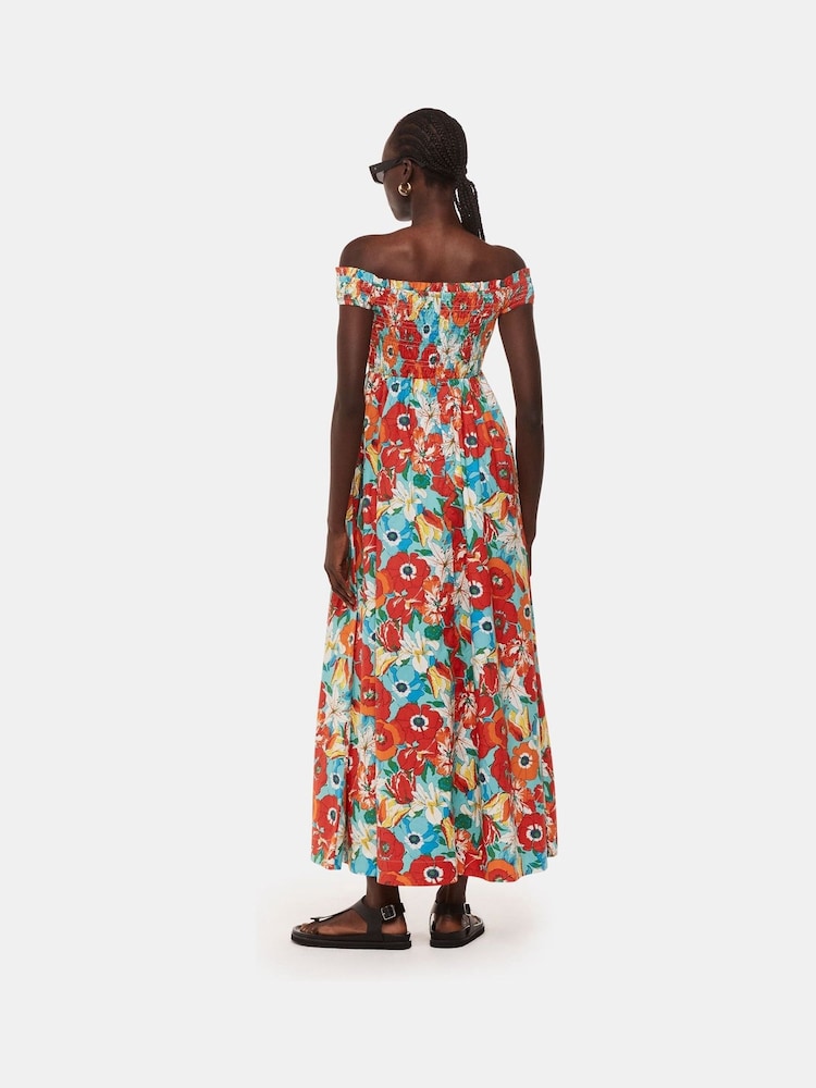 Whistles Natural Blossom Tulips Bardot 100% Cotton Dress - Image 2 of 5