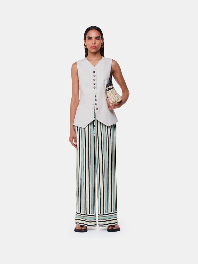 Whistles Natural Vertical Stripe Nicola Trousers - Image 1 of 5 Whistles Natural Vertical Stripe Nicola Trousers - Image 1 of 5