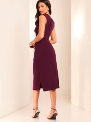 Lipsy Purple Petite Drape One Shoulder Ruched Midi Dress - Image 4 of 4