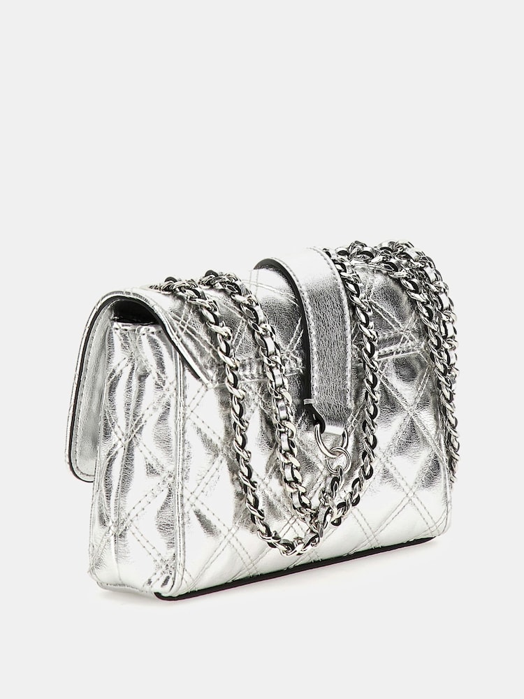 Серебряный - Стеганая сумка с длинным ремешком Guess Giully - Image 2 of 4
