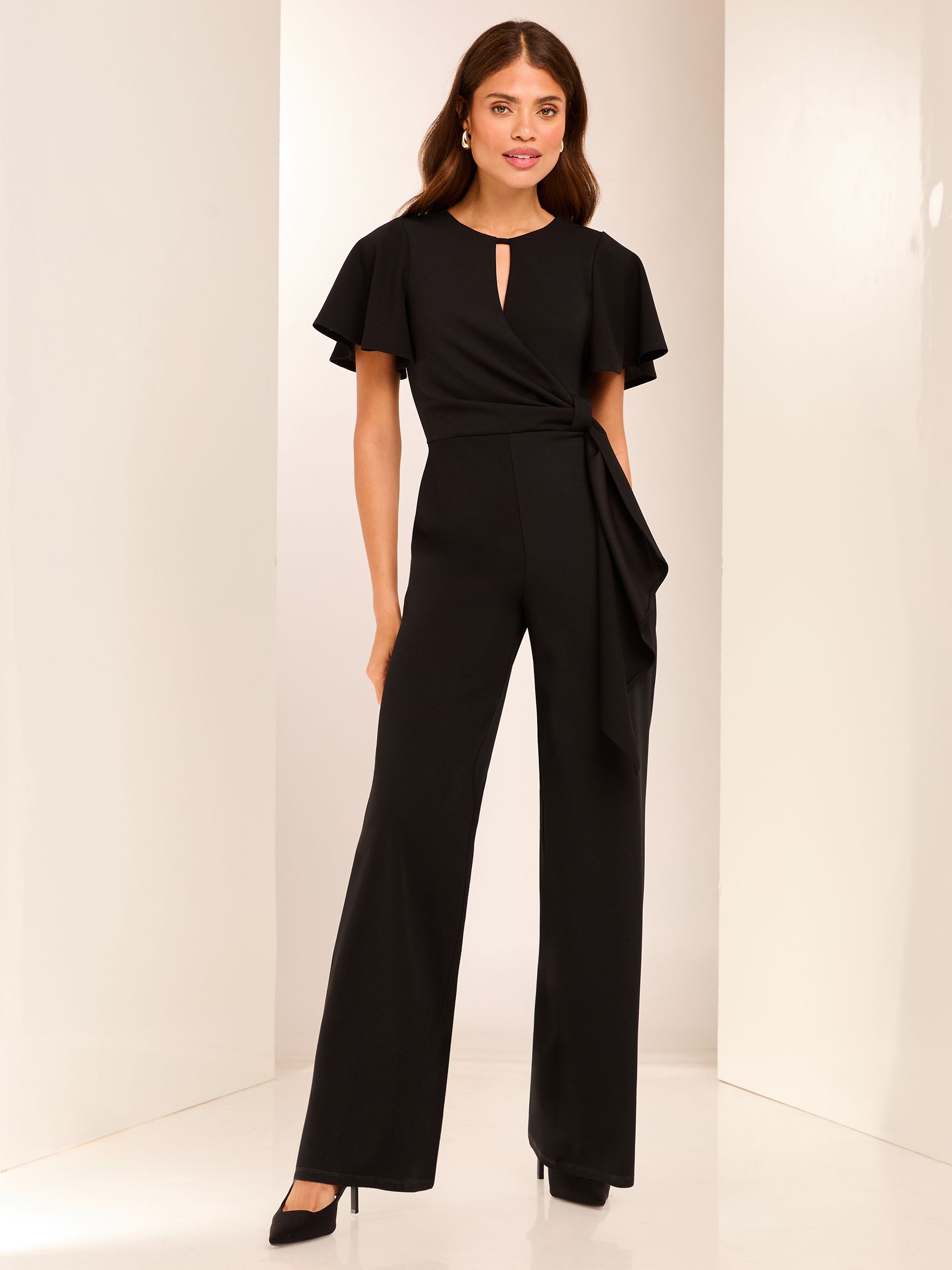 Petite black jumpsuit with sleeves sales