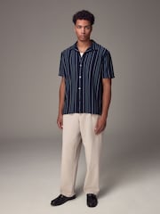 Blue Cuban Collar Textured Jersey Short Sleeve Shirt - Image 2 of 7