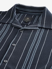 Blue Cuban Collar Textured Jersey Short Sleeve Shirt - Image 6 of 7