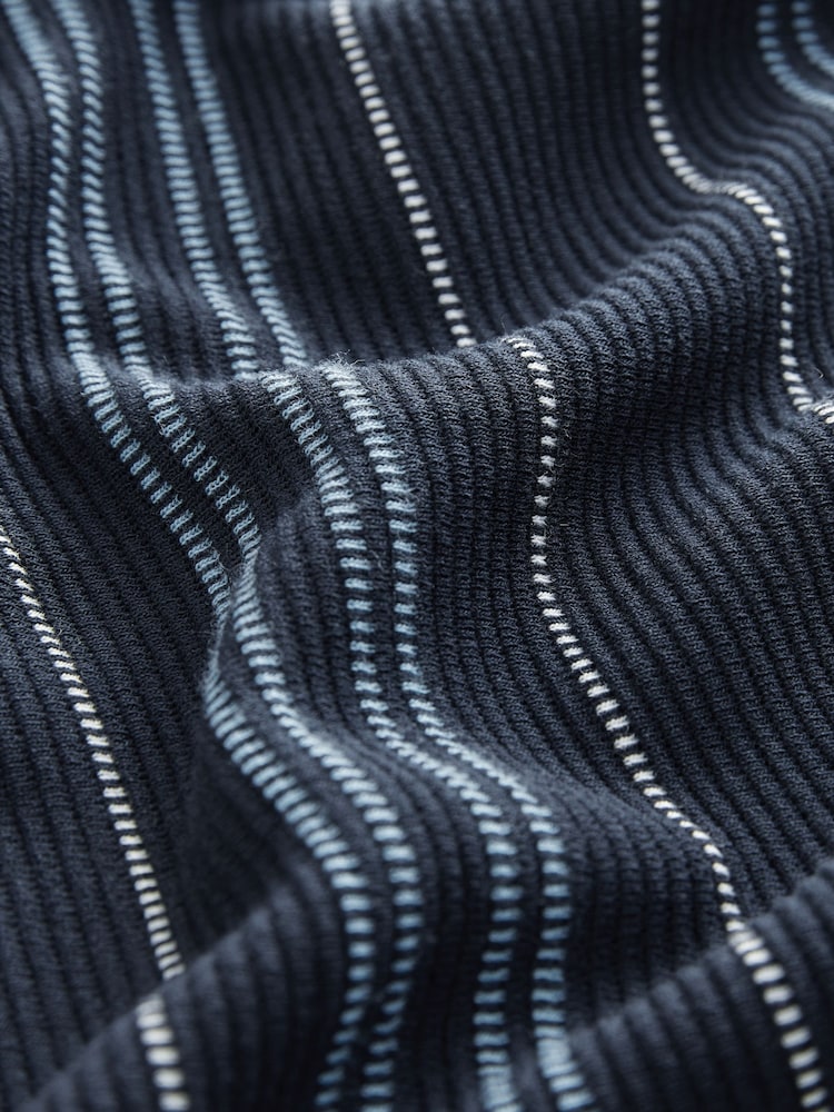 Blue Cuban Collar Textured Jersey Short Sleeve Shirt - Image 7 of 7