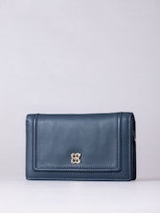 Lakeland Leather Navy Blue Medium Icon Leather Flapover Purse - Image 1 of 4