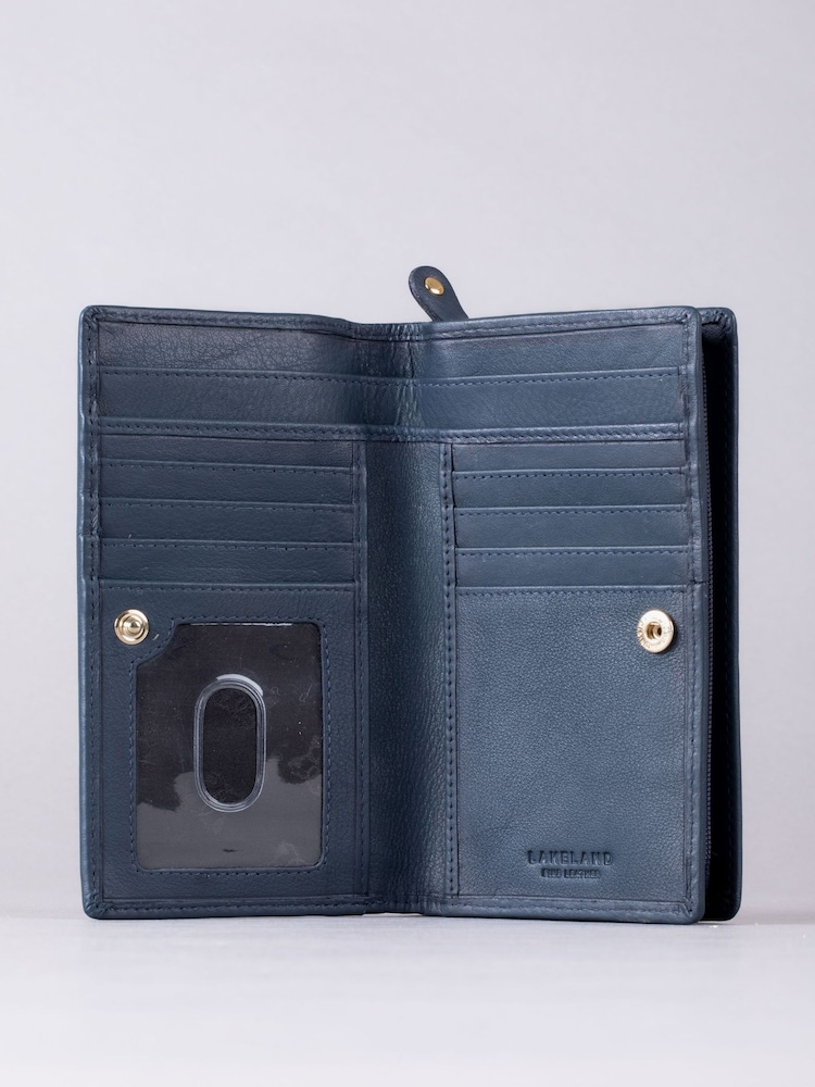 Lakeland Leather Navy Blue Medium Icon Leather Flapover Purse - Image 3 of 4