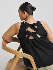 Simply Be Black Bow Back Poplin Top - Image 1 of 4