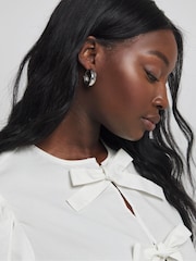 Simply Be White Tie Front Puff Sleeve Smock Top - Image 4 of 4