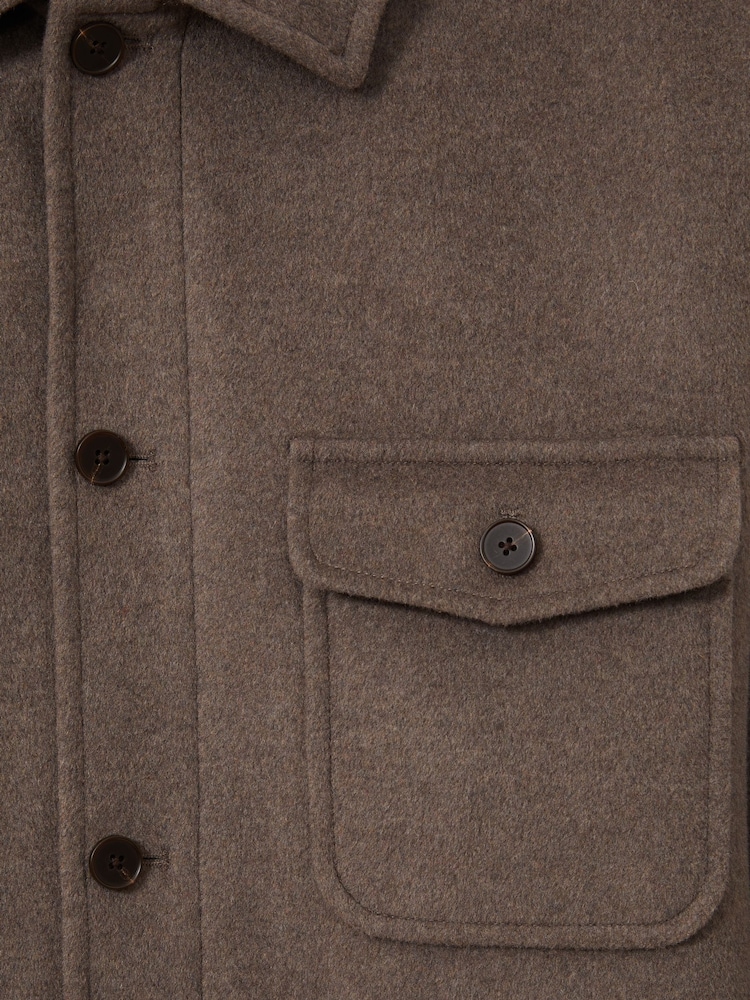 Reiss Light Brown Liam Wool-Blend Melton Overshirt - Image 6 of 6