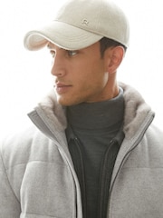 Reiss Soft Grey Melange Farid Quilted Wool-Blend herringbone and Faux-Fur Jacket - Image 5 of 7