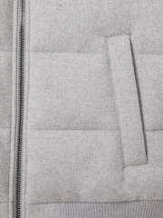 Reiss Soft Grey Melange Farid Quilted Wool-Blend herringbone and Faux-Fur Jacket - Image 7 of 7