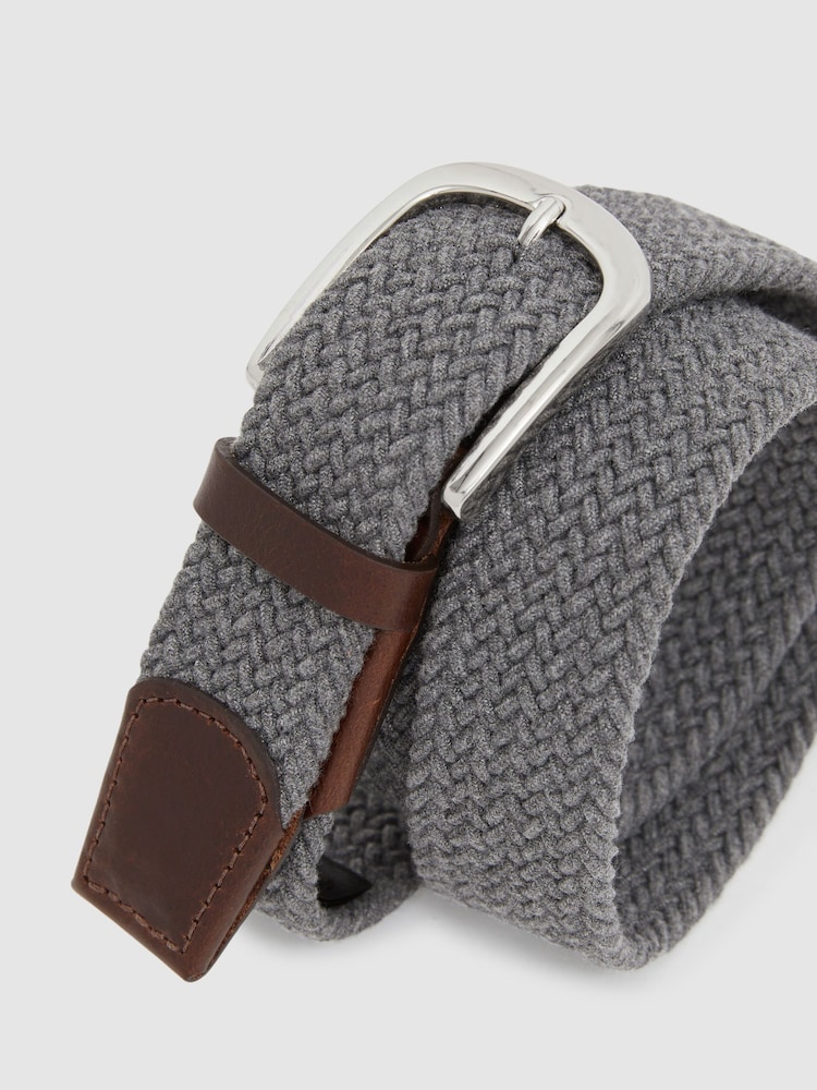 Reiss – Easton – Geflochtener Gürtel aus Leder mit Zierstreifen - Bild 4 von 4