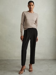 Reiss Black Dolly Front Pleat Tapered Trousers - Image 1 of 5