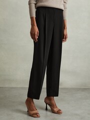 Reiss Black Dolly Front Pleat Tapered Trousers - Image 2 of 5