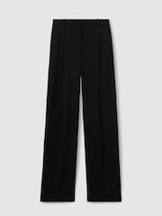 Reiss Black Lydia Petite Double Pleat Wide Leg Tux Trousers - Image 2 of 7