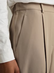 Reiss Mink Neutral Eden Taper Petite Front Pleat Tapered Trousers - Image 2 of 6