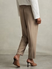 Reiss Mink Neutral Eden Taper Petite Front Pleat Tapered Trousers - Image 3 of 6