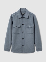 Reiss Airforce Blue Liam Wool-Blend Melton Overshirt - Image 2 of 6