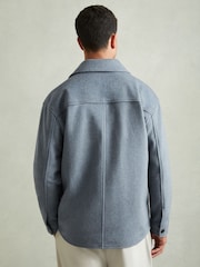 Reiss Airforce Blue Liam Wool-Blend Melton Overshirt - Image 5 of 6