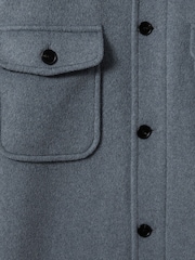 Reiss Airforce Blue Liam Wool-Blend Melton Overshirt - Image 6 of 6