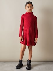 Reiss Red Cady 4-9 yrs Knitted Roll Neck Dress - Image 1 of 4
