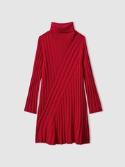 Reiss Red Cady 4-9 yrs Knitted Roll Neck Dress - Image 2 of 4