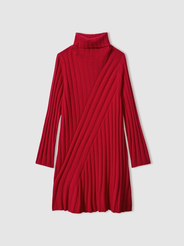 Reiss Red Cady 4-9 yrs Knitted Roll Neck Dress - Image 2 of 4