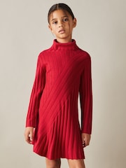 Reiss Red Cady 4-9 yrs Knitted Roll Neck Dress - Image 3 of 4