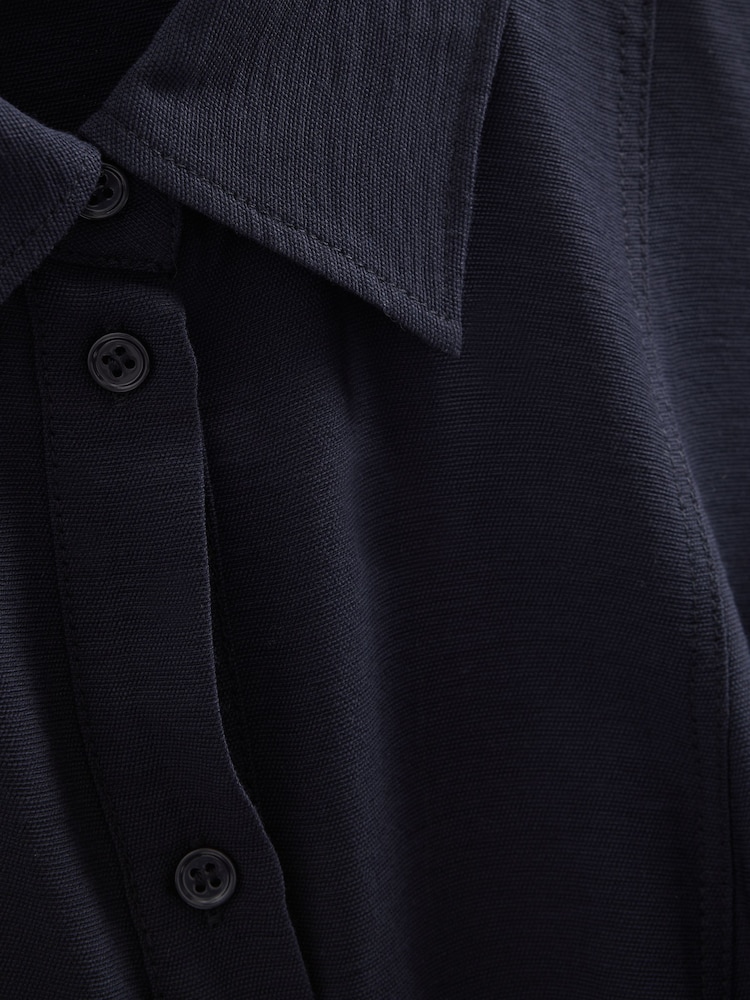 Reiss Navy Morgan Viscose Blend Belted Shirt Dress - Image 6 of 6