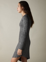 Reiss Jayden Metallic Ribbed Asymmetric Dress - Imagen 1 de 4