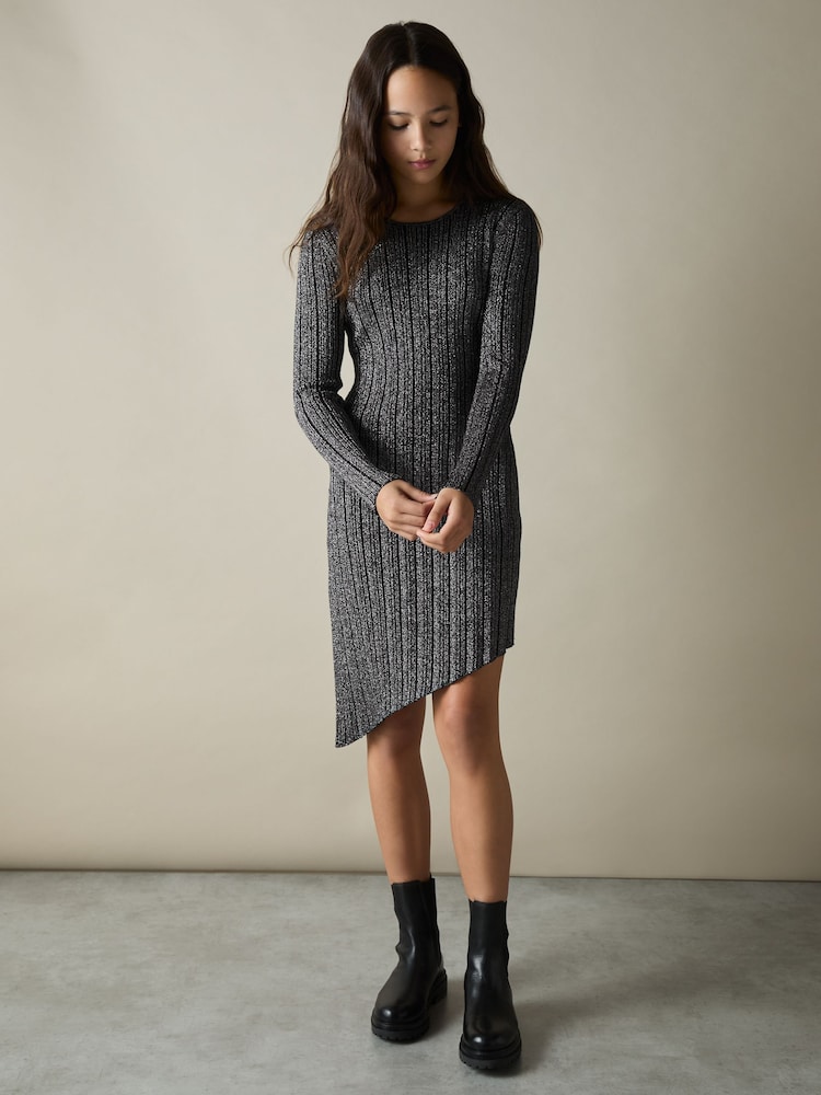 ribbed asymmetric dress Shimmer Mocha One Shoulder Mini Dress  STYLED BY ALX COUTURE