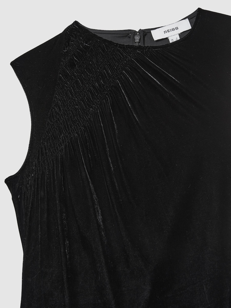 Reiss Blakely Velvet Shirred Panel Midi Dress - Imagen 5 de 5 Reiss Blakely Velvet Shirred Panel Midi Dress - Imagen 5 de 5